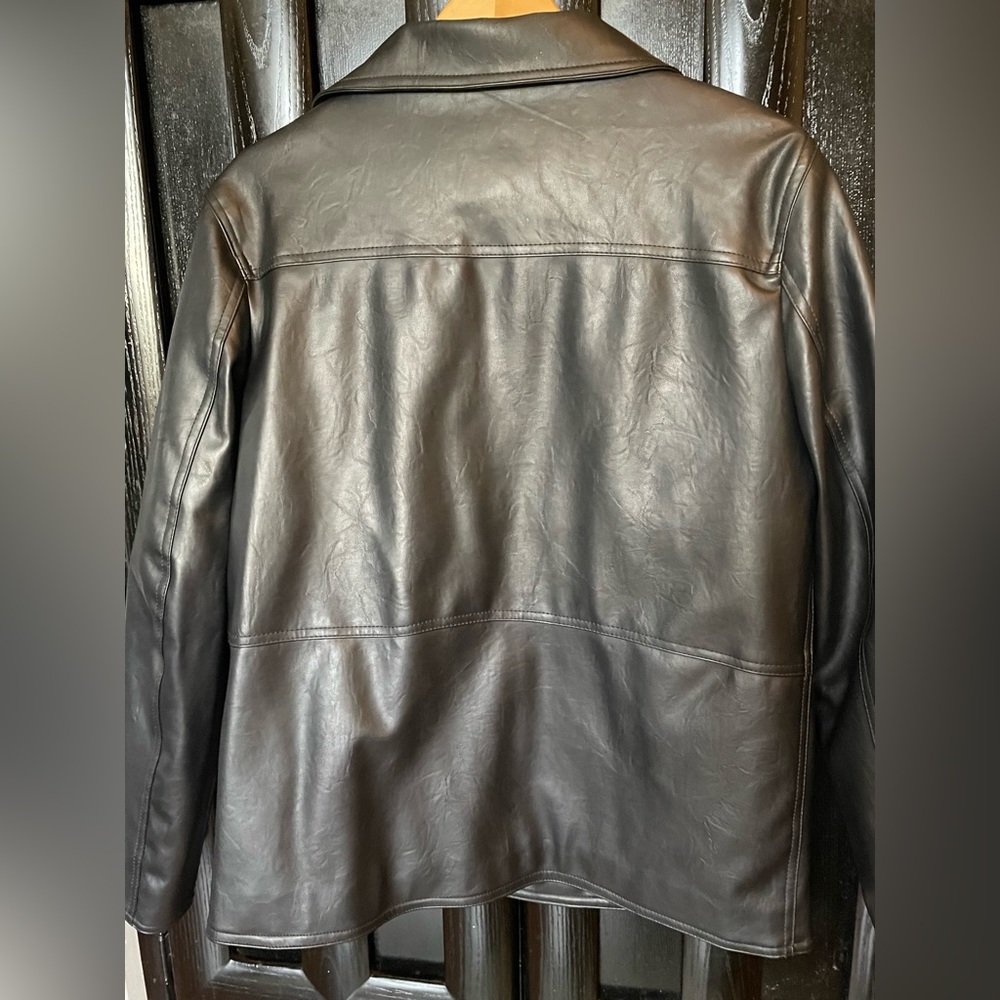 🆕 AE Di Milano Emporio Collezioni Men's Faux Leather Jacket - Black - medium